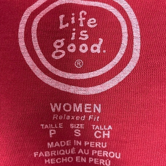 Life is Good Snowflake Festive Red Holiday Winter Tee S - Picture 4 of 7